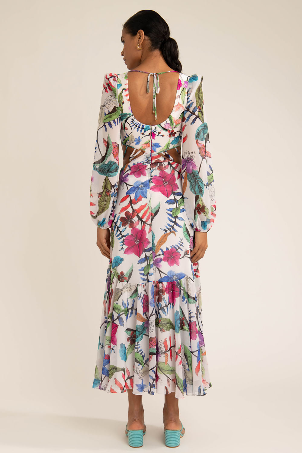 Vestido longo cordão zamia off white