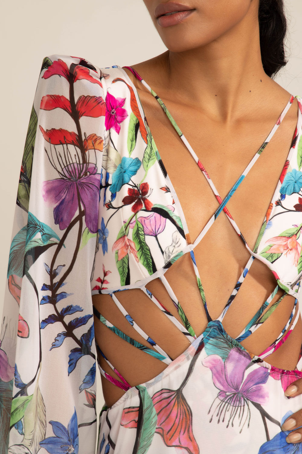 Vestido longo cordão zamia off white