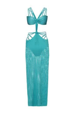 VESTIDO LONGO TIRAS LYCRA STRIPS AZUL