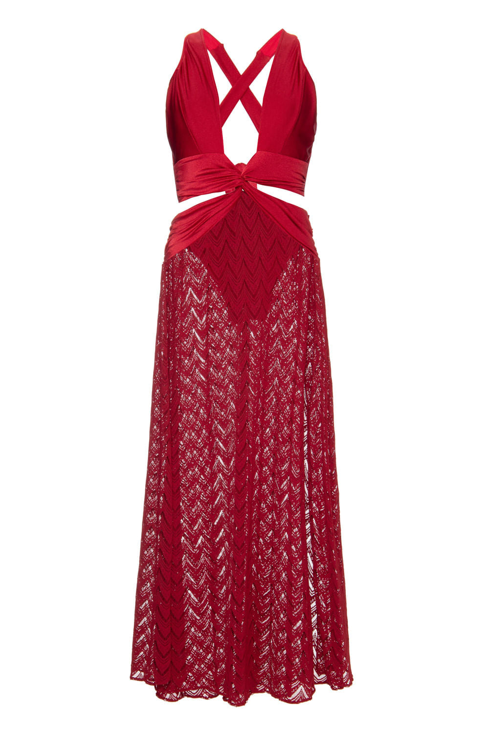 VESTIDO LONGO RECORTES LYCRA SNIP VINHO