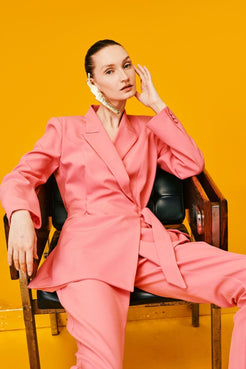 Blazer transpassado crepe rosa
