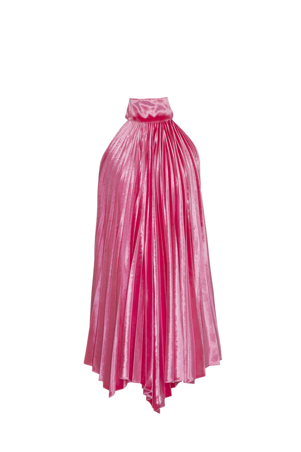 Blusa frente única veludo plissado rosa