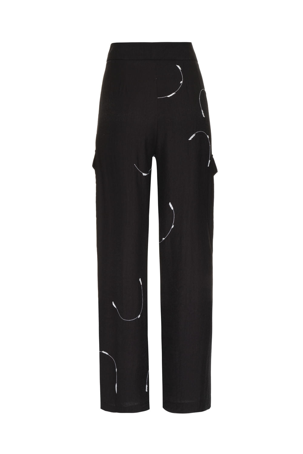 Calça bolsos bordado circles preto