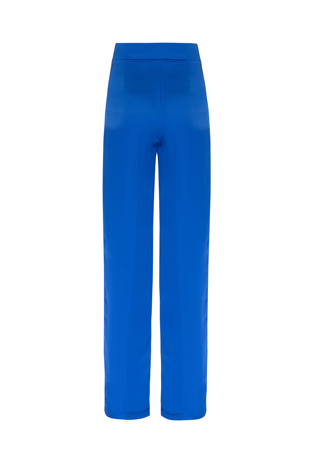 CALÇA RETA CETIM AZUL