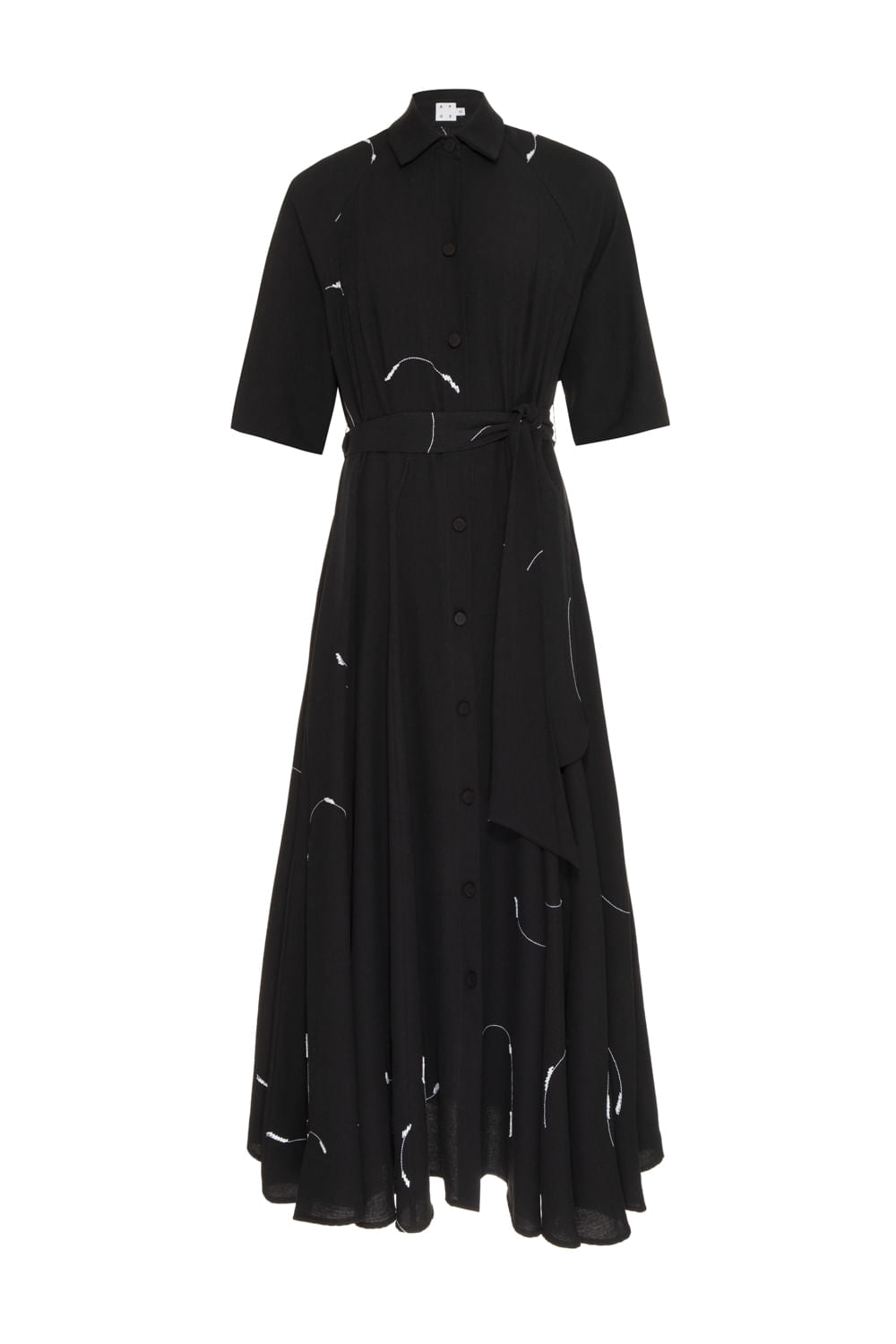 CHEMISE MÍDI BORDADO CIRCLES PRETO