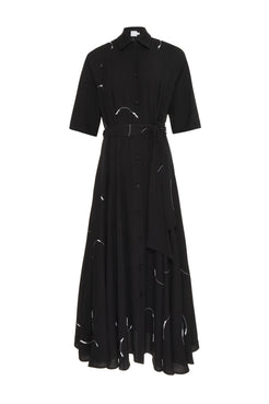 CHEMISE MÍDI BORDADO CIRCLES PRETO