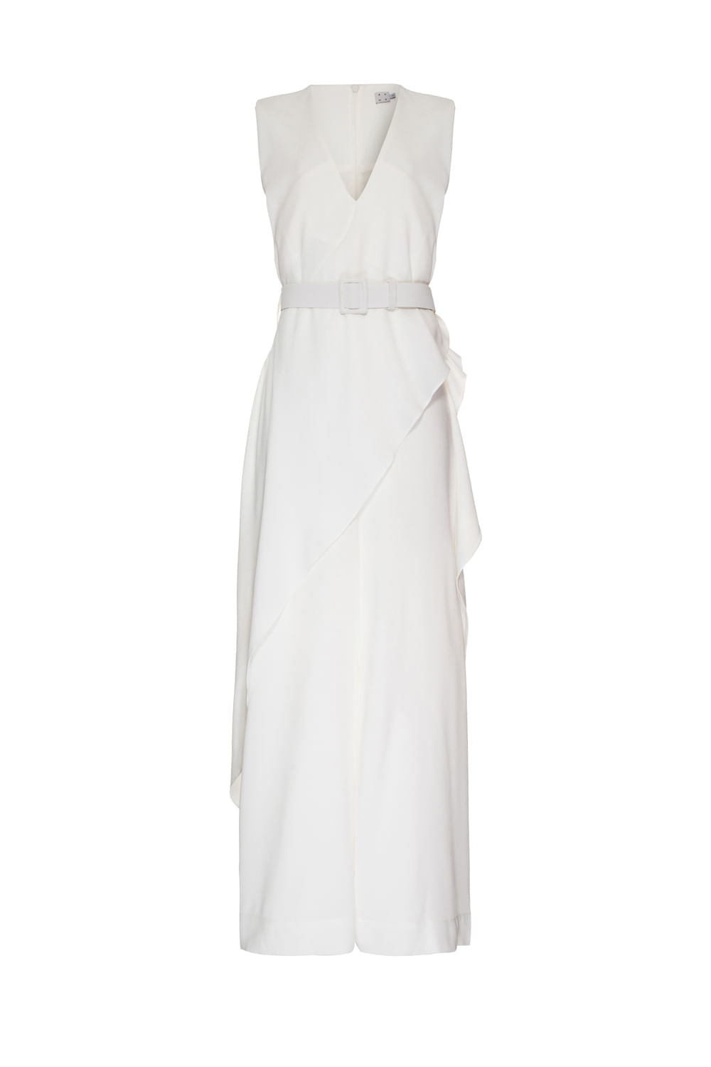 MACACÃO BABADOS CREPE OFF WHITE