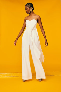 MACACÃO AMARRAÇÃO CREPE OFF WHITE