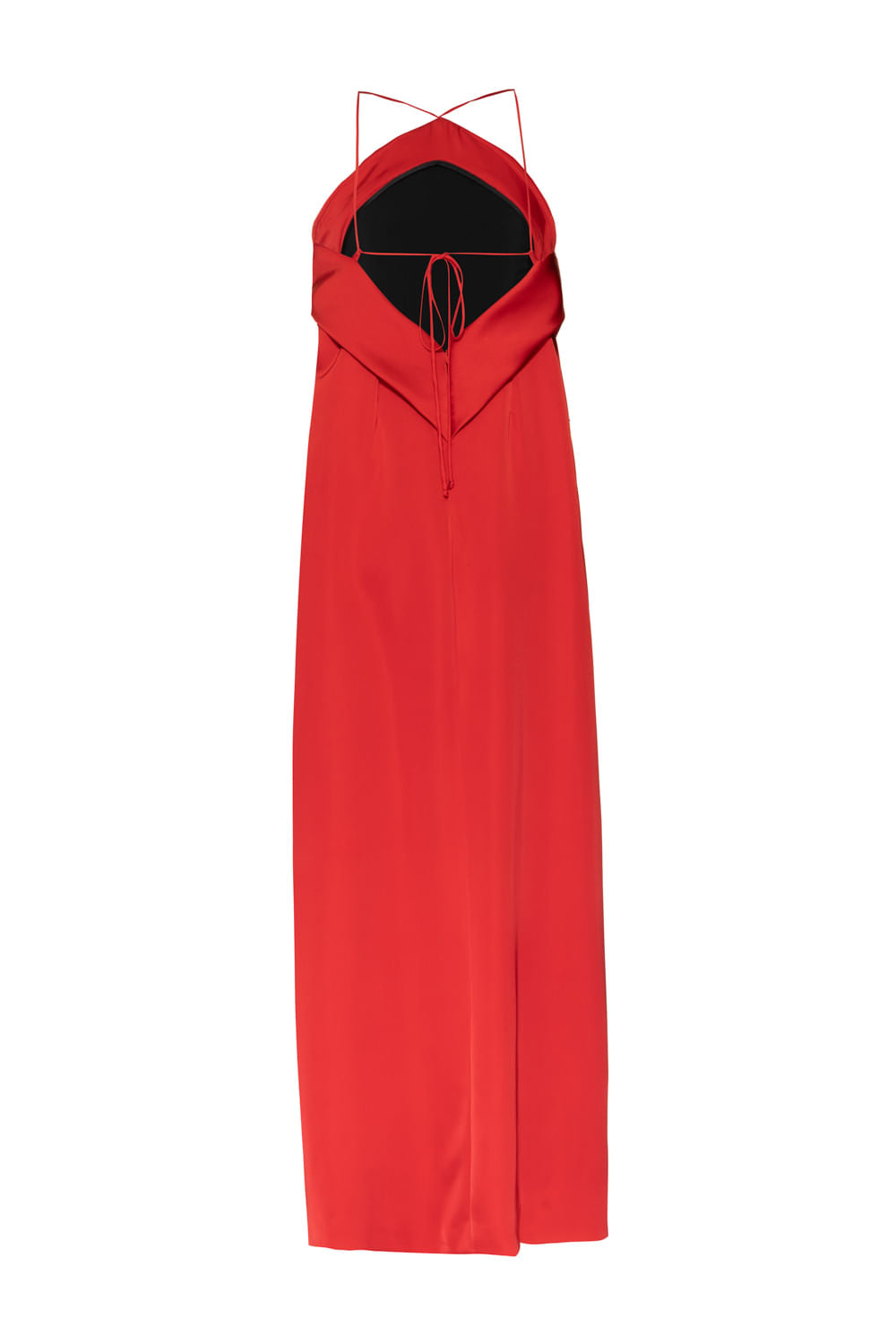 VESTIDO LONGO FRENTE ÚNICA CETIM VERMELHO