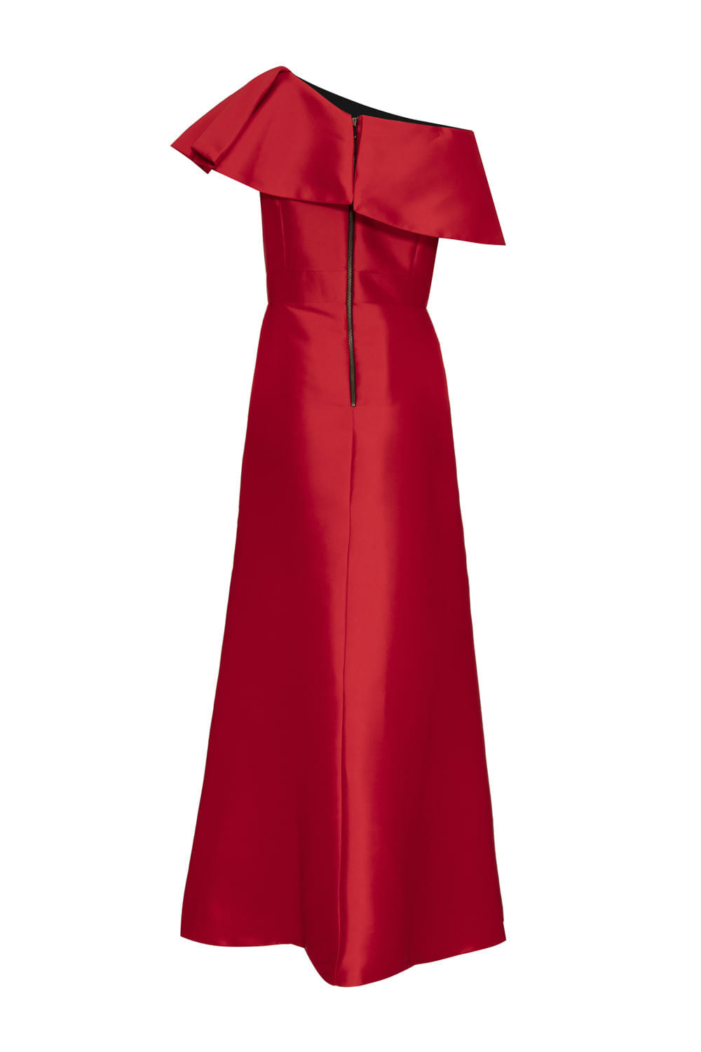 VESTIDO LONGO OMBRO ÚNICO BABADO ZIBELINE VERMELHO