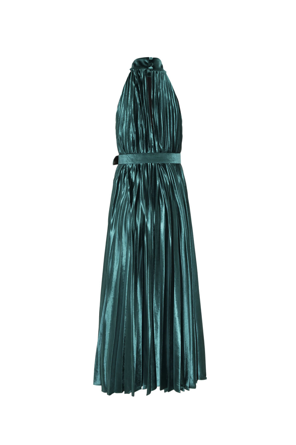 VESTIDO MÍDI VELUDO PLISSADO VERDE