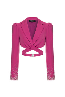 BLAZER CROPPED BORDADO CREPE EDIE FUCSIA