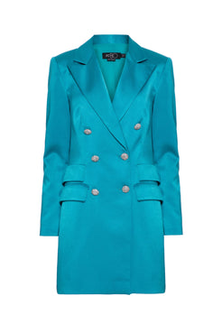 Blazer longo transpassado botões cetim rampling azul