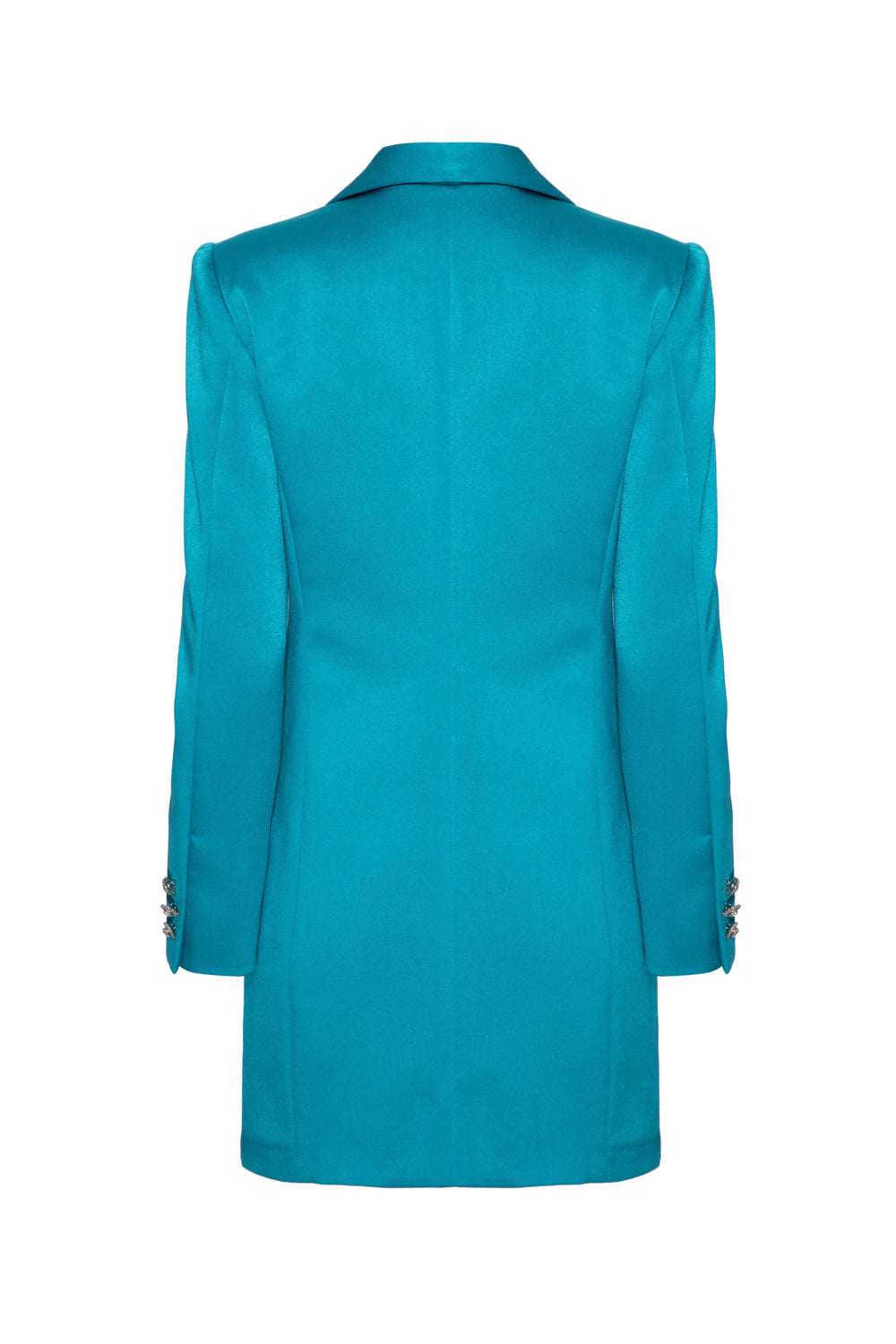 Blazer longo transpassado botões cetim rampling azul