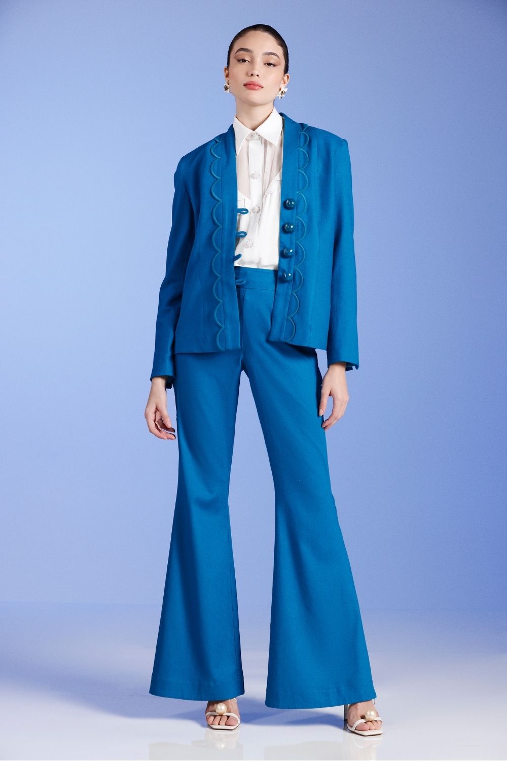 BLAZER RECORTE LINHO NILO MATRON AZUL