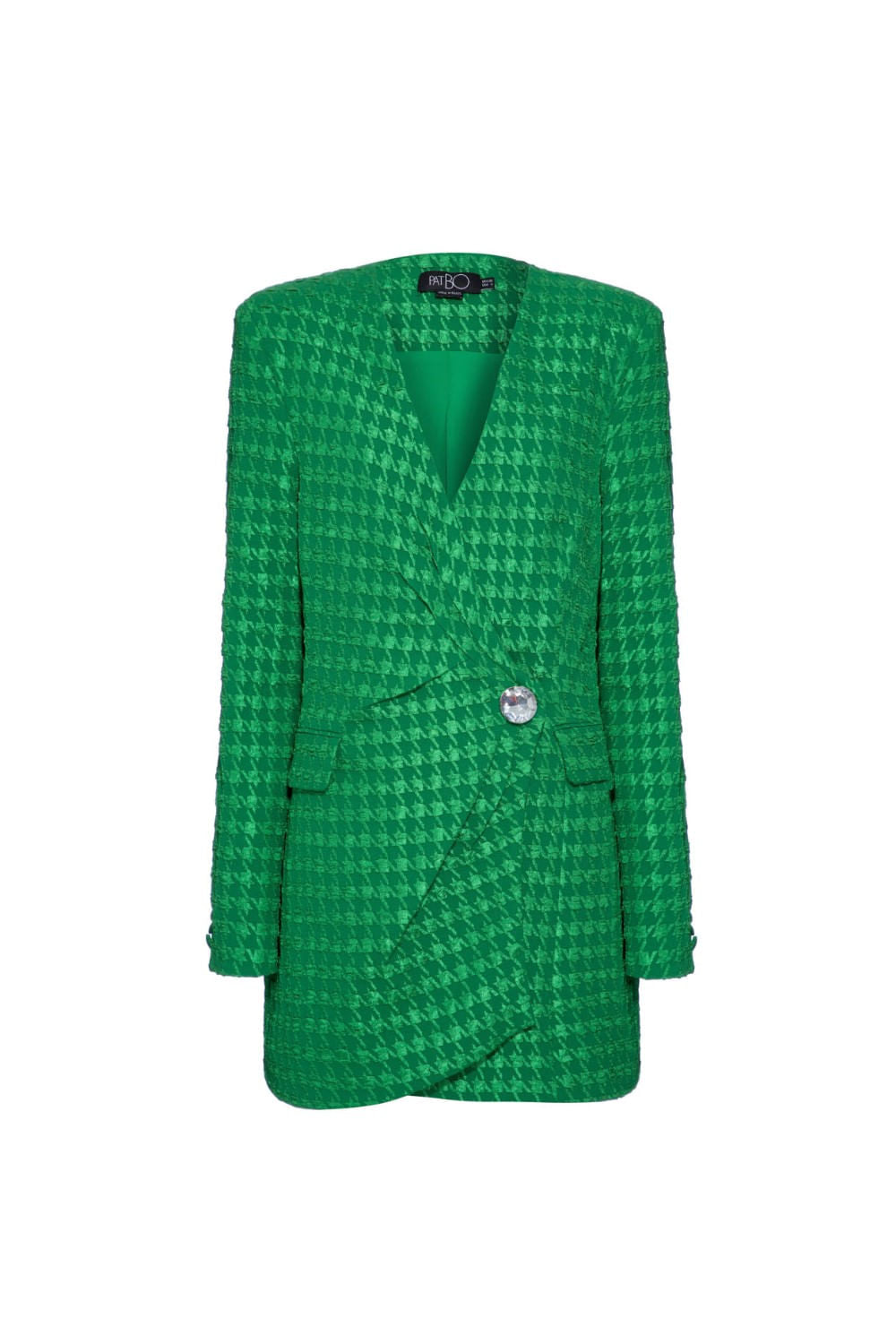 Blazer transpassado jacquard pied de poule verde
