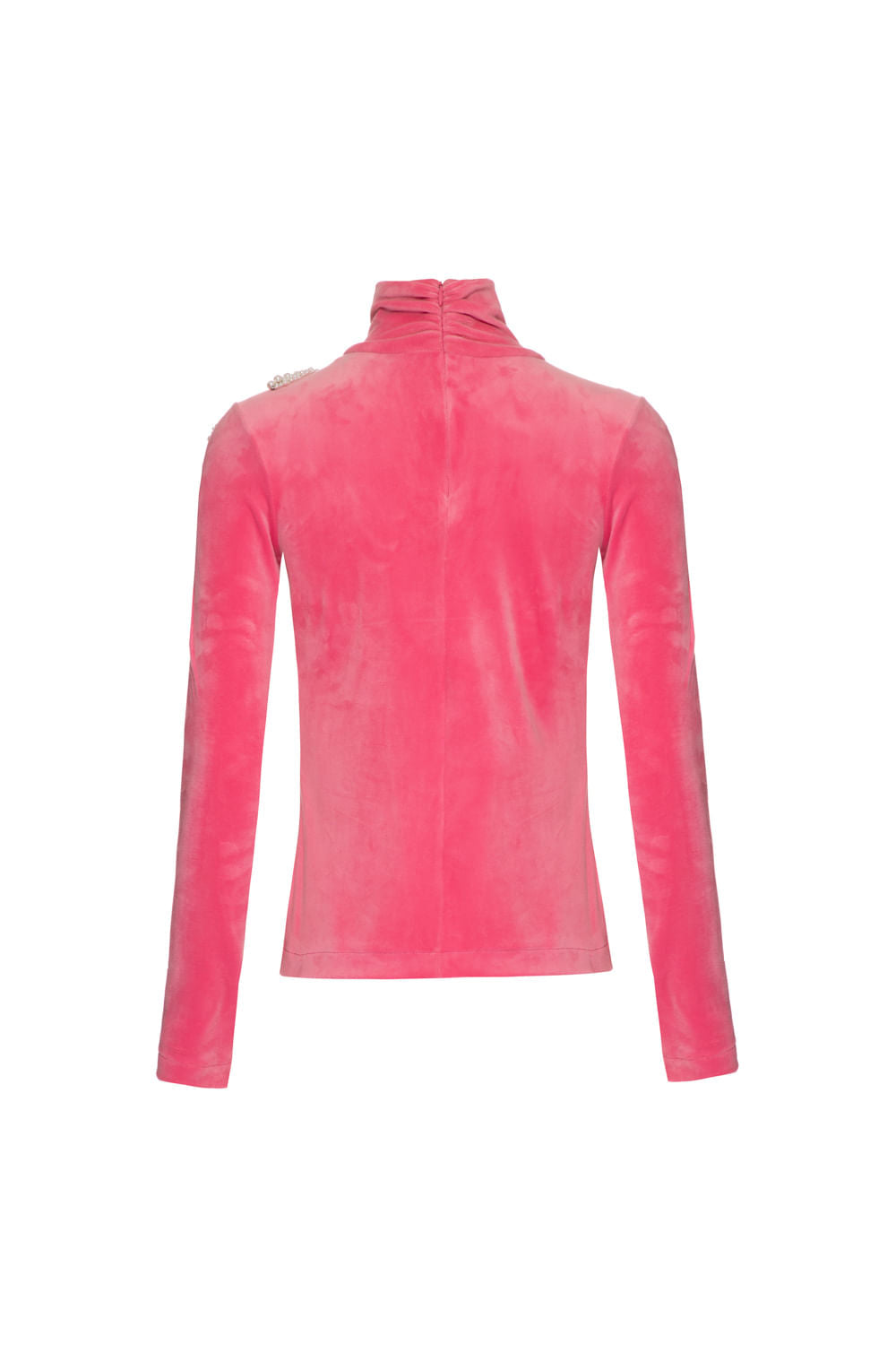 Blusa gola alta veludo babylon rosa