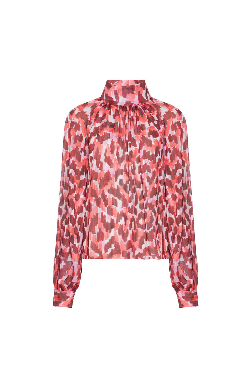 BLUSA GOLA ALTA CHIFFON JASPE NUDE