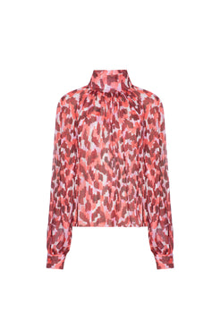 Blusa gola alta chiffon jaspe nude