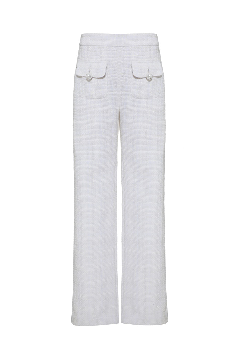 CALÇA RETA BOTÕES TWEED CHARLOTTE OFF WHITE