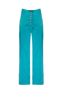 CALÇA BOTÕES CETIM RAMPLING AZUL