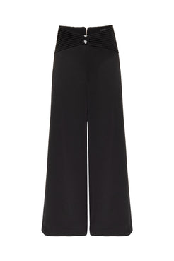 CALÇA AMPLA DRAPEADA CETIM RAMPLING PRETO