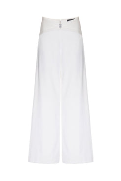 CALÇA AMPLA DRAPEADA CETIM RAMPLING OFF WHITE