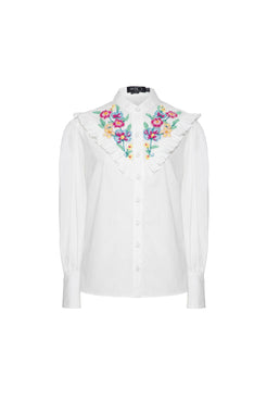 Camisa bordada tricoline spencer off white