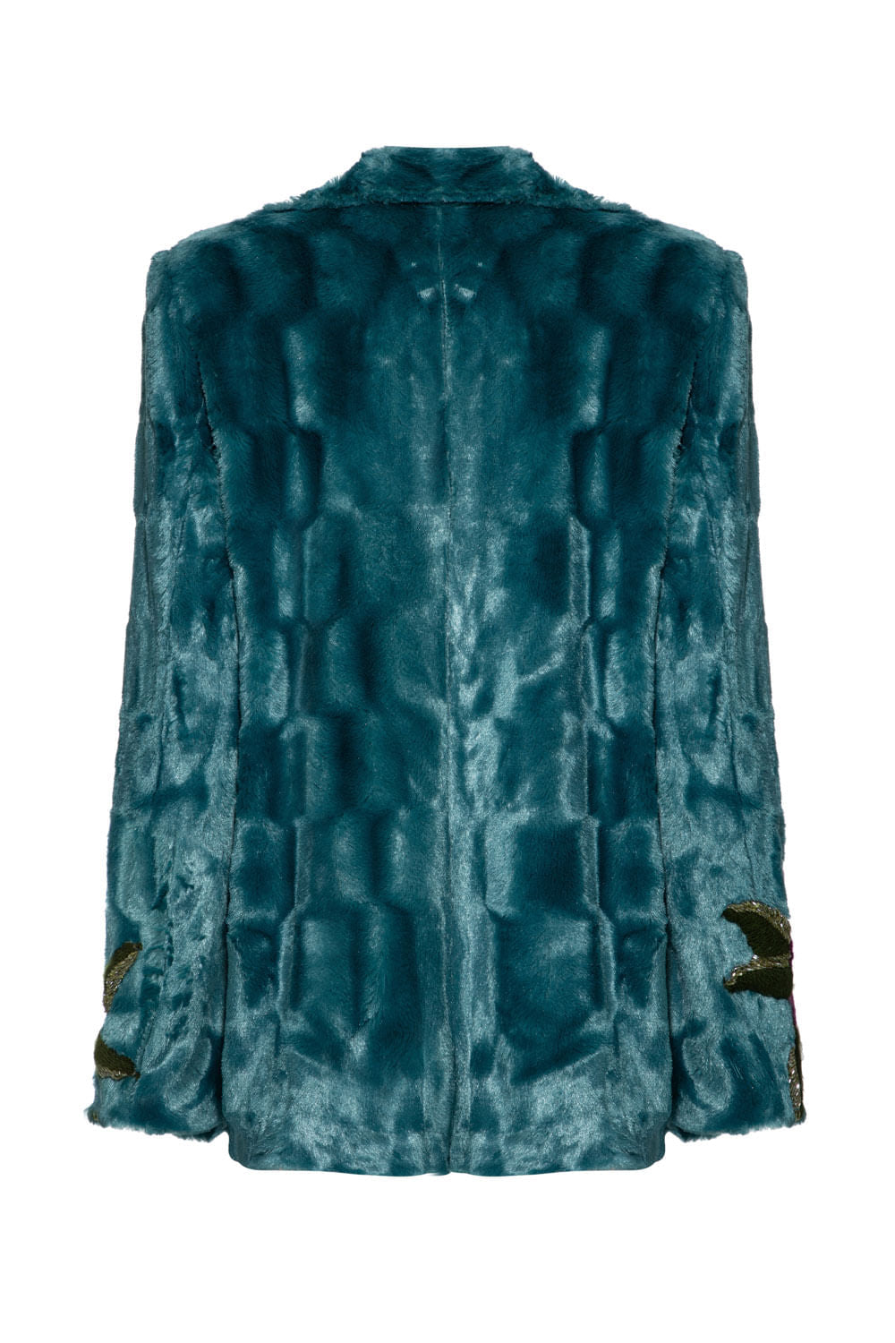Casaco bordado faux fur georgy azul