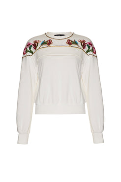 Casaco bordado moletom lucy - mães off white