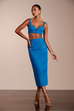 SAIA MÍDI CREPE EDIE AZUL