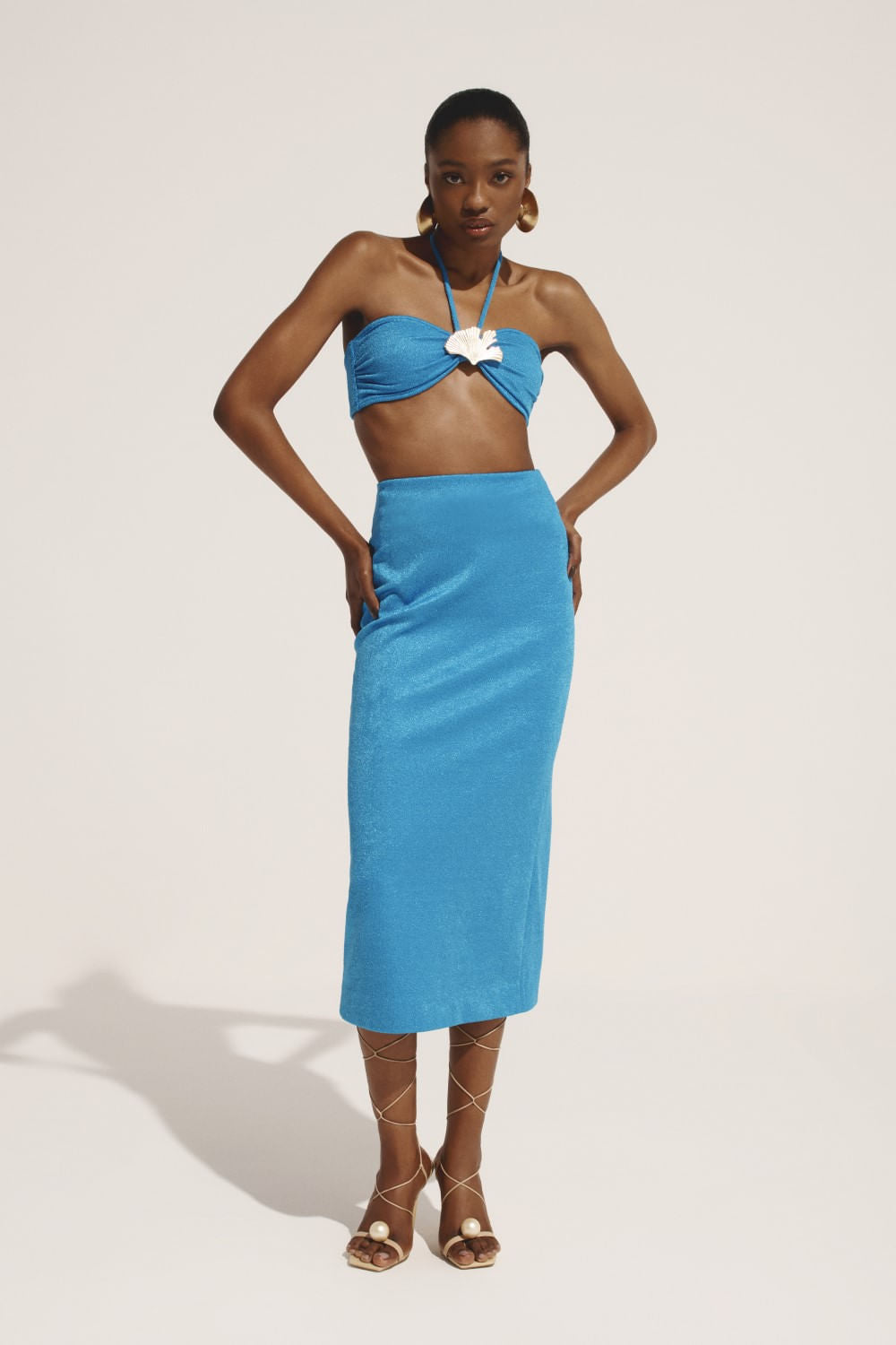 SAIA MÍDI MALHA LUXOR SPY AZUL