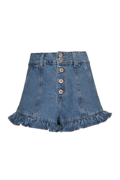 SHORT BABADO DENIM VOGEL AZUL JEANS CLARO