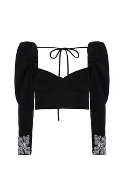 Top mangas bufantes crepe edie preto