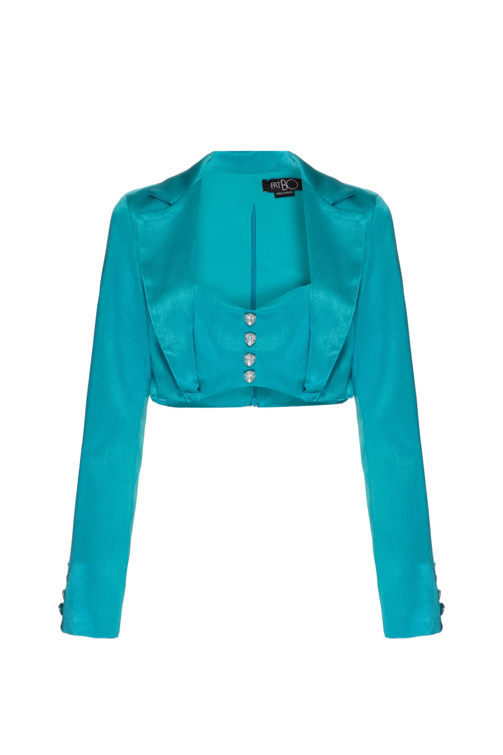 TOP CROPPED MANGAS CETIM RAMPLING AZUL