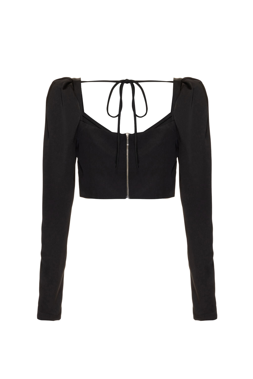 TOP CROPPED DRAPEADO CETIM RAMPLING PRETO