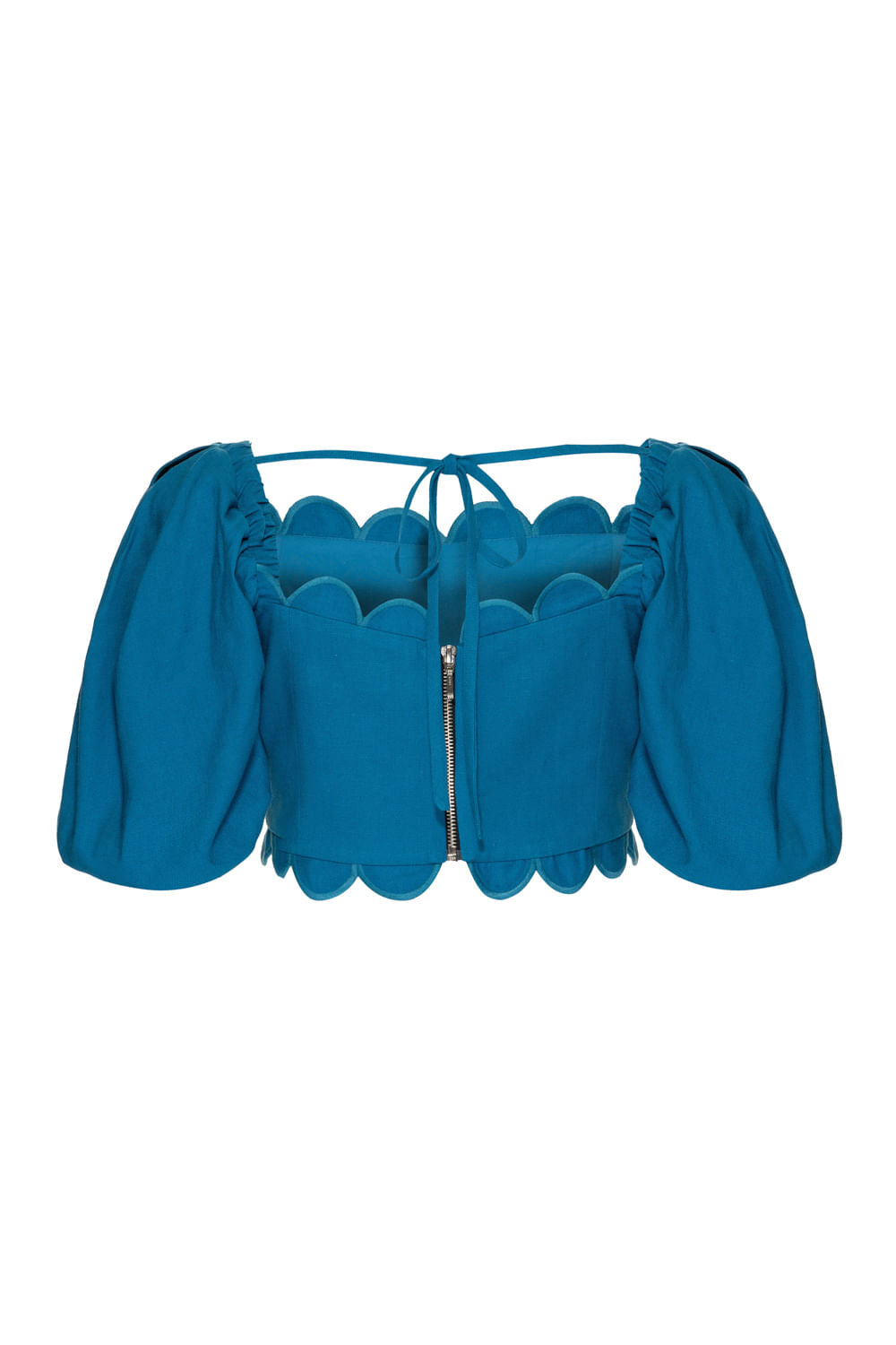 TOP CROPPED RECORTE LINHO NILO MATRON AZUL