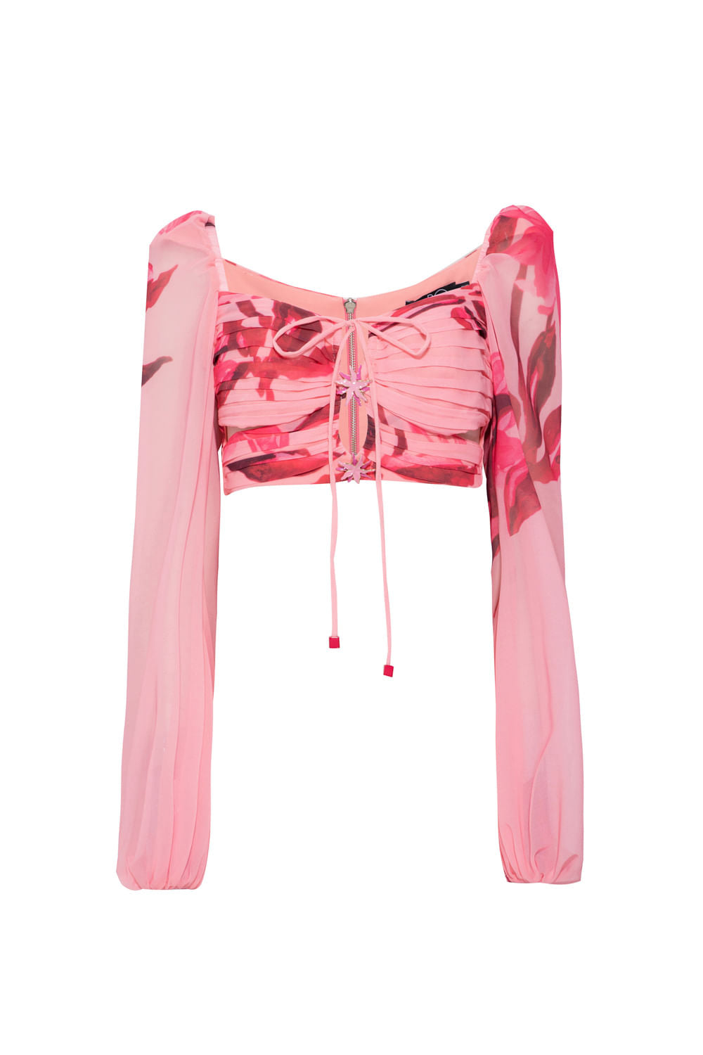 TOP CROPPED FLORAL VICTÓRIA ROSA