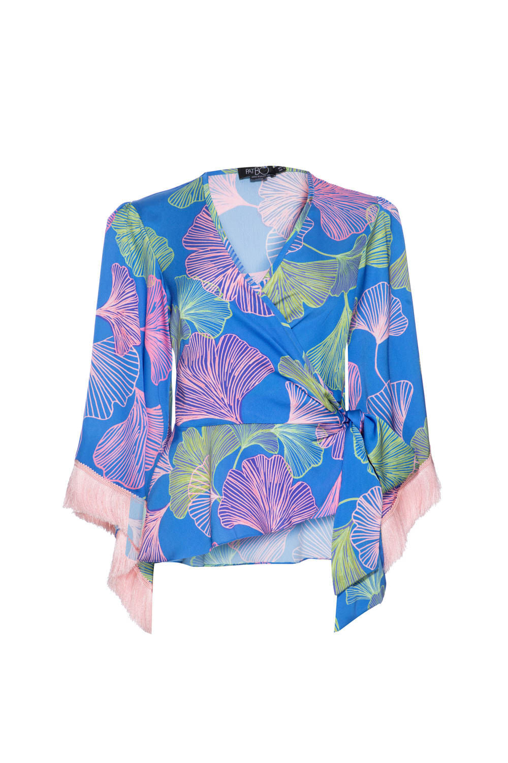 BLUSA FRANJAS CETIM MEMORY LEAVES AZUL
