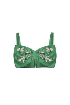 Top cropped laço bordado zibeline jocelyn verde