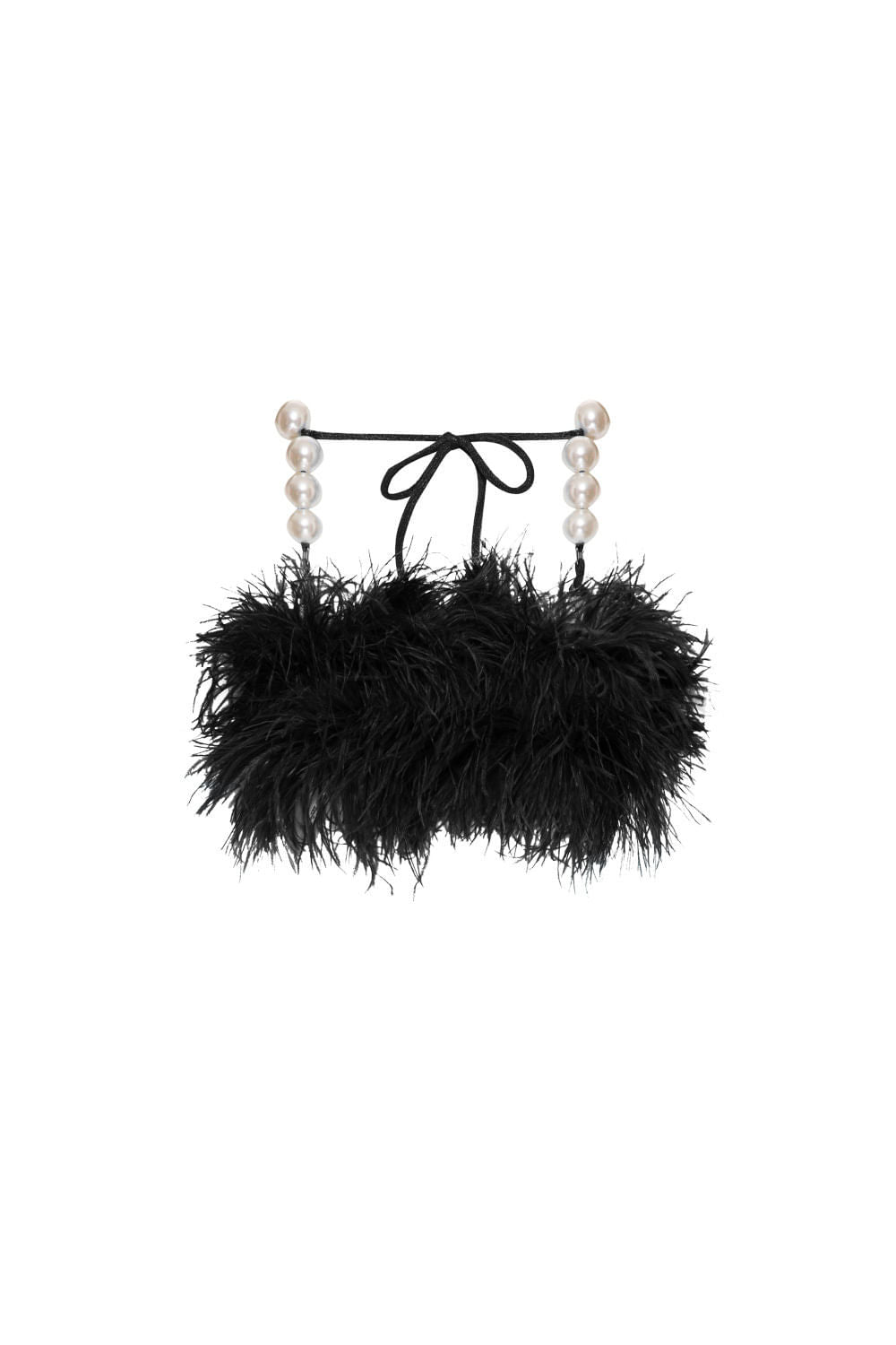 TOP CROPPED PLUMAS MALHA LUXOR SPY PRETO