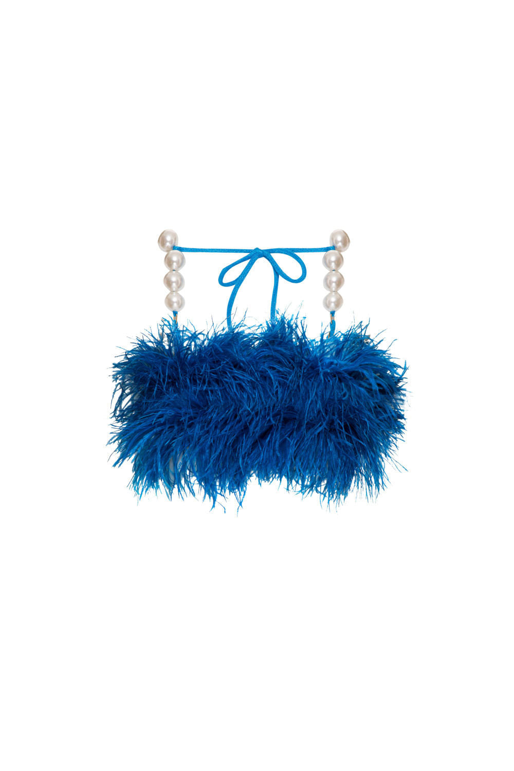 Top cropped plumas malha luxor spy azul