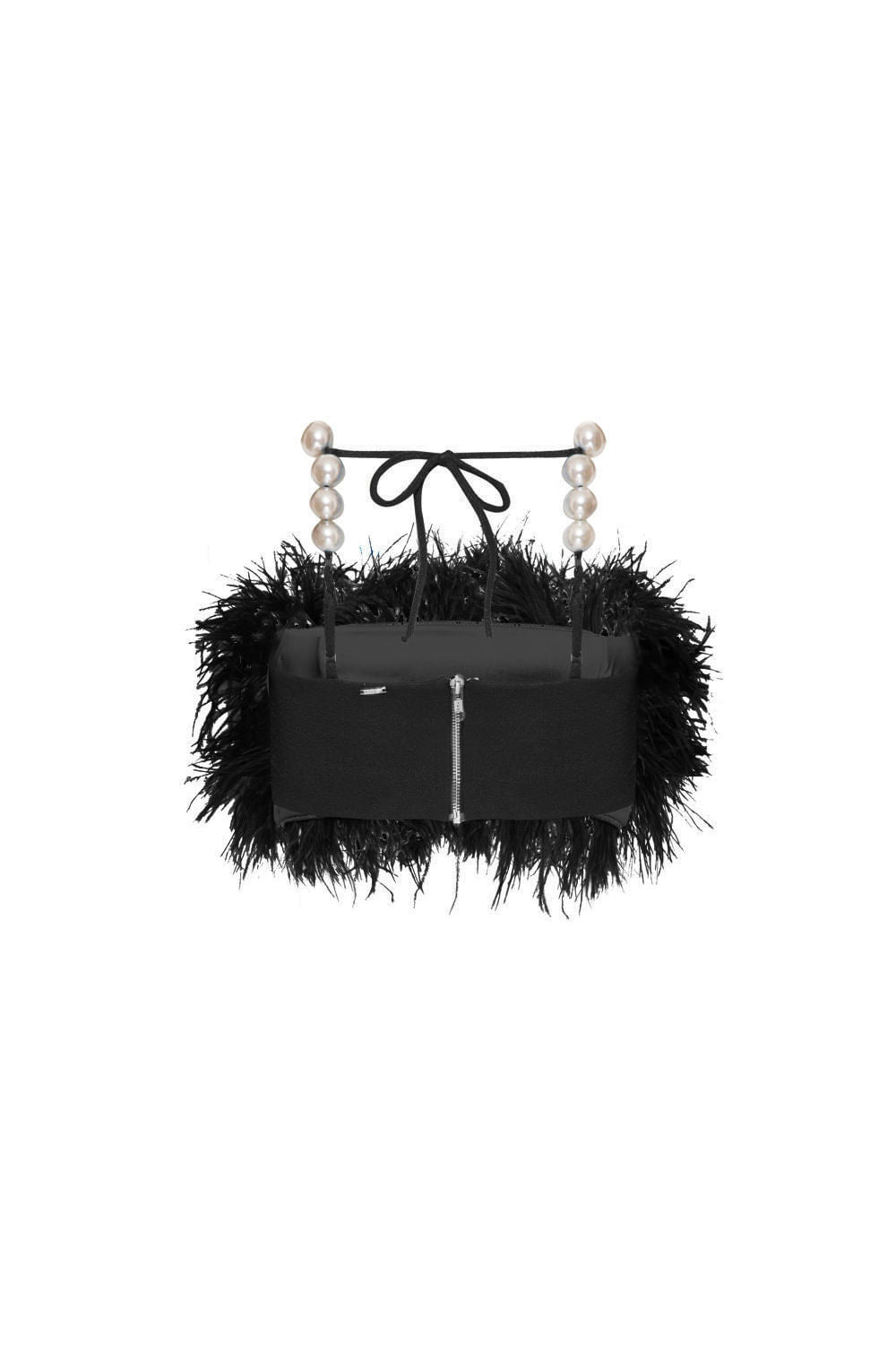 TOP CROPPED PLUMAS MALHA LUXOR SPY PRETO