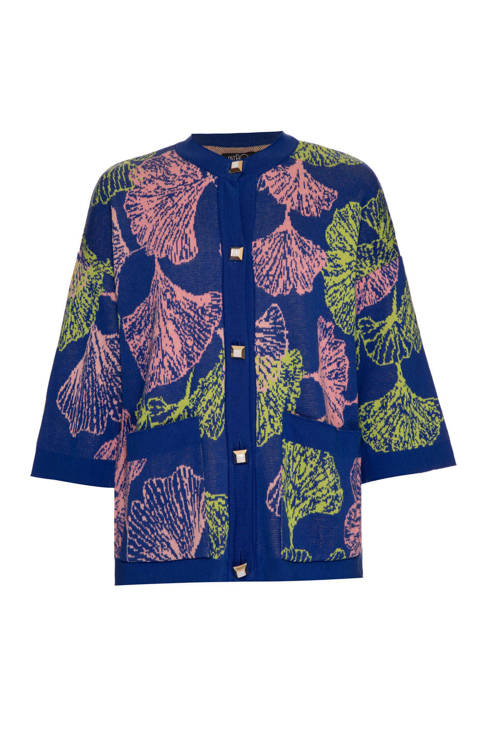 TRICOT BOTÕES MEMORY LEAVES AZUL