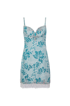 Vestido curto bordado jacquard benedetta verde