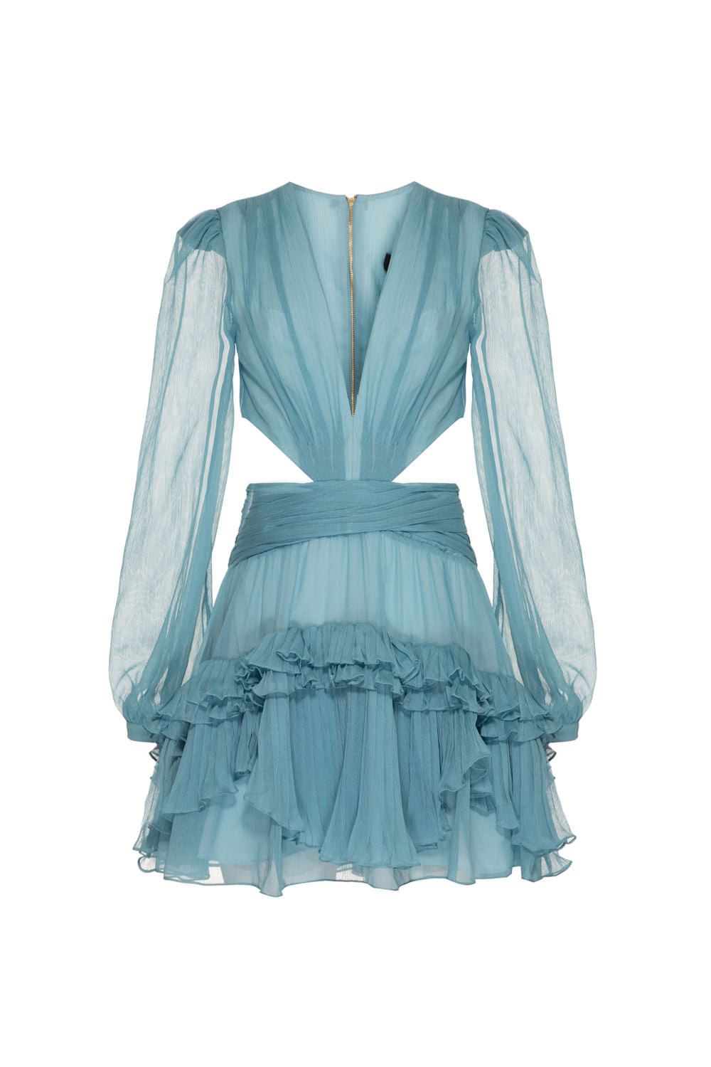 VESTIDO CURTO BABADOS CHIFFON TURNER AZUL