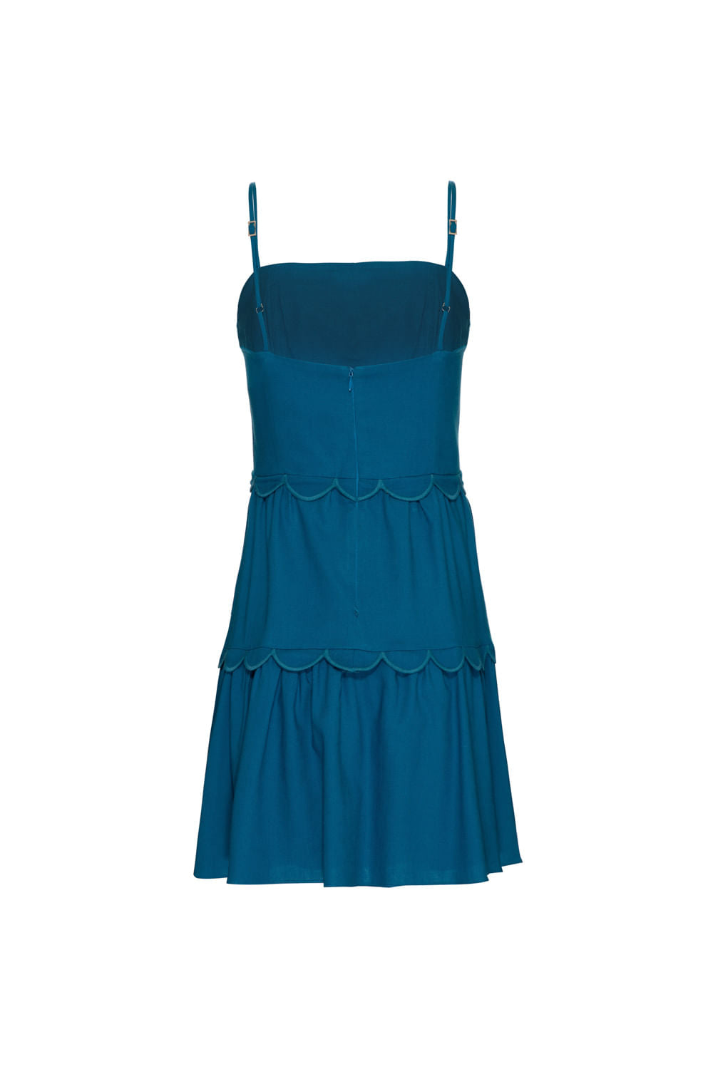 Vestido curto bordado linho nilo matron azul