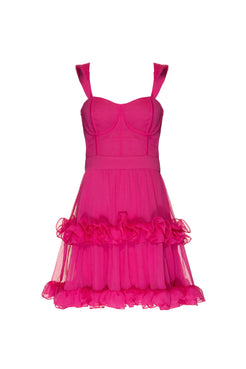 VESTIDO CURTO BABADOS SILKY SWEET LUCY PINK