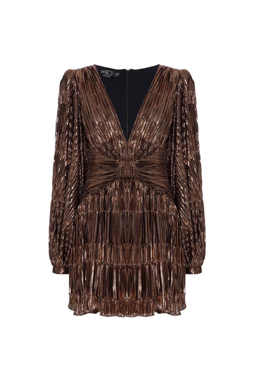 VESTIDO CURTO PLISSADO LUREX DIXIE DOURADO