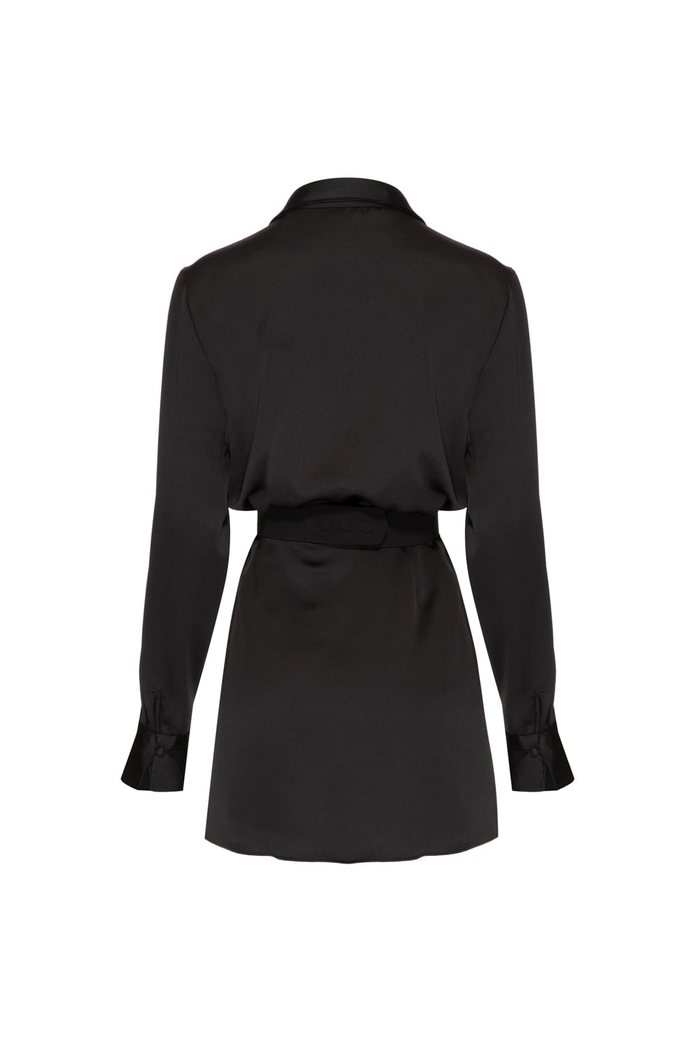 VESTIDO CURTO TRANSPASSADO CETIM RAMPLING PRETO